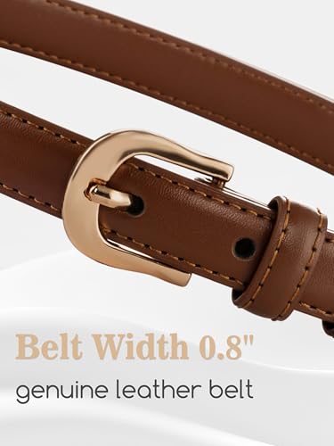 Women's Skinny Leather Belt for Jeans Dresses Pants Ladies Thin Soft Waistband with Gold Buckle Black Brown Belt3