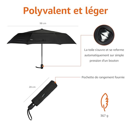 Accessoires Voyage Cabine : Amazon Basics Parapluie de voyage automatique, compact, diamètre : ... – Image 3
