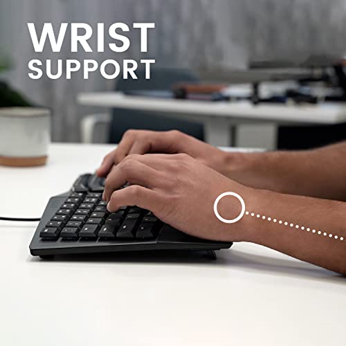 Image of PERIBOARD-535RD Wired Ergonomic Mechanical Split Keyboard - 104-Key Full-Size with Low-Profile Red Linear Switches, Adjustable Tilt Palm Rest & 10 Programmable Macro Keys - Windows & Mac Compatible
