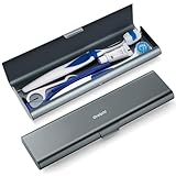 Oralphi 幅広アルミ歯ブラシトラベルケース、ポータブルトラベル歯ブラシホルダー、耐久性のある手動歯ブラシボックスコンテナ旅行、バスルーム、キャンプ、出張用、グレーブルー