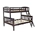 DHP Airlie Convertible Wood Bunk Bed Twin Over Full Size, Stackable and Detachable Bed Frames for Kids, Teens, Angled Ladder, High Guardrail, Wood Slats, No Boxspring Required, Espresso