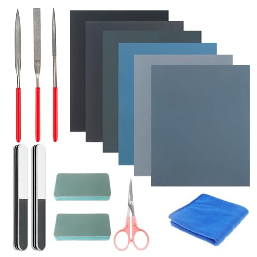 15 Pieces Resin Casting Tools Set - Include Sand Papers, Polishing Blocks, Polishing Cloth, Round File, Semicircular File, Flat File and Scissors for Polishing Epoxy Resin Jewelry Making Supplies