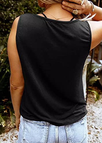 Women Summer Graphic Tank Tops V Neck Retro Country Music Sleeveless Tee Top2