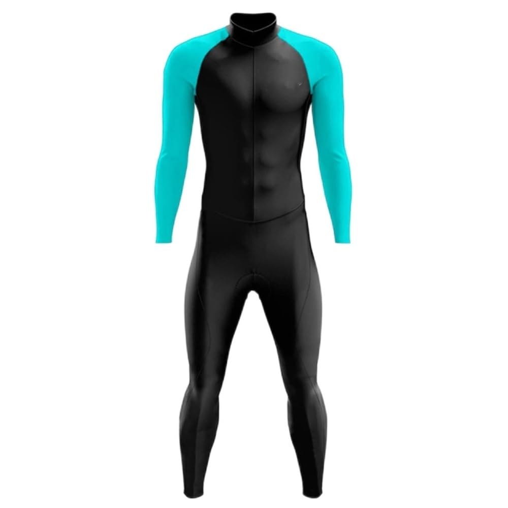 Traje de triatlón for hombre, traje de ciclismo, mono, pantalones de manga larga con bolsillos, Jersey de ciclismo de montaña, mono(04,Medium)