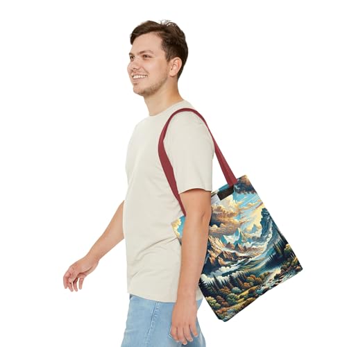 8-Bit Scenic Landscape Tote Bag, Retro Pixel Art Tote, Large Capacity Travel Bag, Canvas Shoulder Bag3