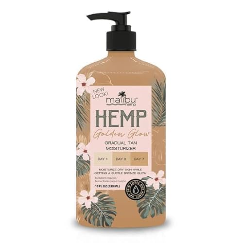 Malibu~Hemp-Golden Glow Body Moisturizer for Dry Skin, 18 fl oz. (Pack of 1)