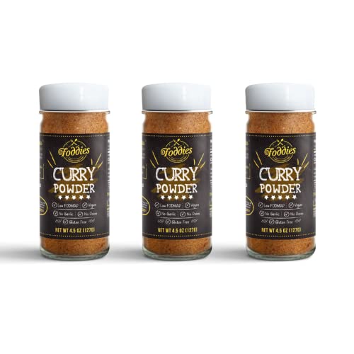 Foddies Curry Powder 3-Pack, Low FODMAP, Gluten Free, No Onion No Garlic, Vegan, Plant Based, IBS Friendly