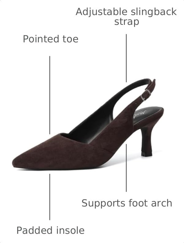 Image of Mostrin Kitten Heels for Women Slingback Pointed Closed Toe Heels Women's Pumps Shoes for Wedding, Party, Commuting