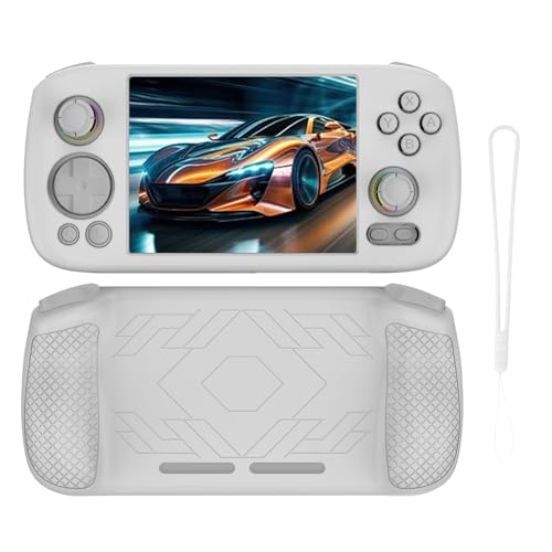 NOUKAJU Case for RG 406H, Game Console Case with Lanyard,Anti-Drop, Anti-Scratch,Shockproof,Silicone Protective Cover for NEW ANBERNIC RG 406H Retro Handheld Game Console(White)