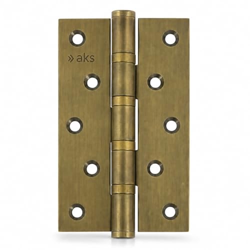 Image of AKS Stainless Steel Four Ball Bearing Hinges for Main Door, Office, Home & Bathroom Doors 6 Inch Length 3 Inch Width 3mm Thickness Hinges | 5 Years Warranty (Pack of 10, Antique Brass)