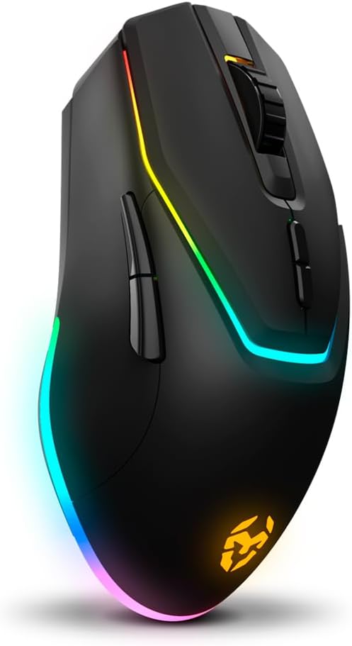 KROM Kabala – Kit Teclado Membrana inalámbrico RGB Rainbow retroiluminado, 6 Teclas Anti-Ghosting, Raton Óptico inalámbrico 6 Niveles dpi 800-4800 on-The-Fly, Compatible PC, Layout español, Negro 8