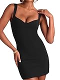 BEAGIMEG Women's Sexy Bodycon Sleeveless Sweetheart Neckline A-Line Mini Dress Club Party Dress Black, Medium