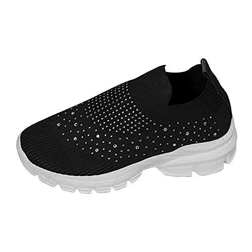 Zapatillas Casual Mujer - Zapatos Deportivos Casuales De Suela Gruesa Decorativa con De Imitación De Malla Transpirable A La Moda para Mujer (Black 37)