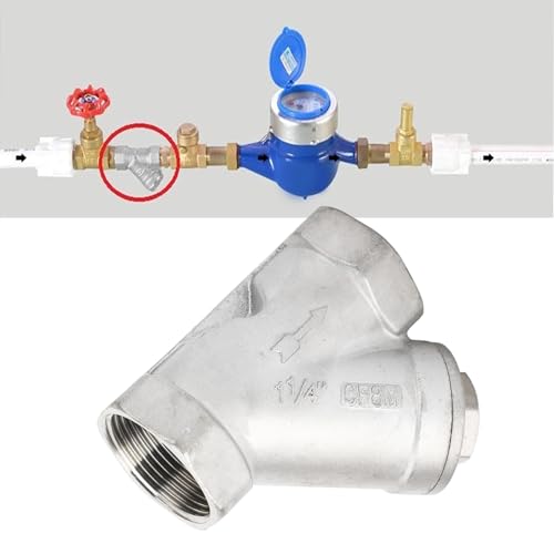 Y-Sieb, 1-1/4 Zoll DN32 304 Edelstahl-Doppelschicht-Netzstruktur, Hocheffizientes Ventilrohr-Y-Filter für Wasser, Öl, Gas