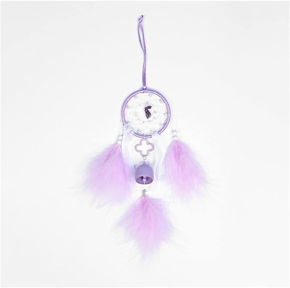 Handmade Dream Catcher Net with Feathers Wall Car Hanging Decoration Ornament Dreamcatcher Room Decor (Color : Gray) (D)