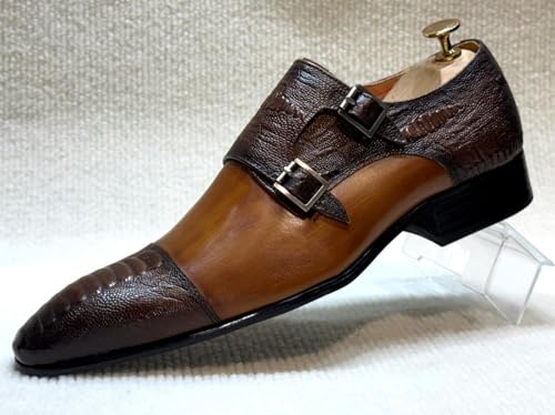 Santimon Men’s Casual Shoes Double Monk Strap Loafers – Leather Dress Mocasines for Business, Wedding & Formal Events2