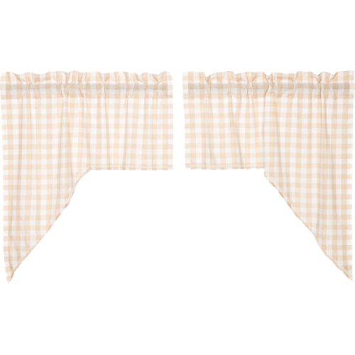 VHC-Brands-4-Pieces-Annie-Buffalo-Tan-Check-Swag-Curtains-4-Panels-36x36x16 VHC Brands 4 Pieces Annie Buffalo Tan Check Swag Curtains 4 Panels 36x36x16