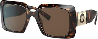 Versace Woman Sunglasses Havana Frame, Dark Brown Lenses, 54MM