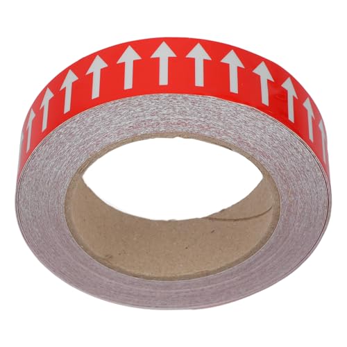 Unomor Arrow Indication Sticker Directional Arrow Sign for Pipe Red Background Easy to Apply 1 Roll