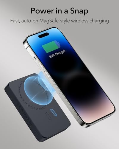 ESR HaloLock bezprzewodowy powerbank 10 000 mAh do MagSafe, bezprzewodowy akumulator z kablem USB-C, magnetyczny zestaw baterii kompatybilny z iPhone 15/15 Pro / 15 Pro Max / 15 Plus i 14/13/12