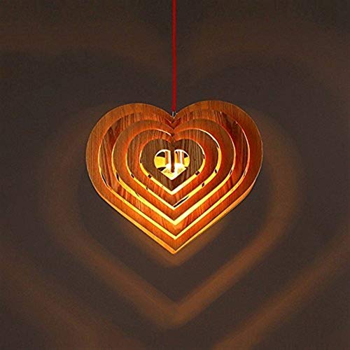 Lustre en forme de cœur LED créatif en bois pour chambre parentale