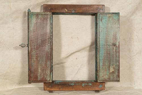 Biscottini Innentür Fenster L 61,5 x T 8,5 x H 44,5 cm - Holztür - Türen für Innen und Außen - Wohnkultur