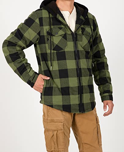 ZENTHACE Mens Sherpa Lined Flannel Shirt Jacket with Hood,Plaid Shirt-Jac,all Sherpa Lining3