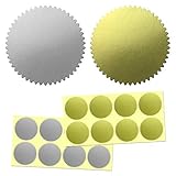 5cm Certificado Premio Medallas Sellos Pegatinas Etiquetas - Mate Oro/Plata, 400 Piezas