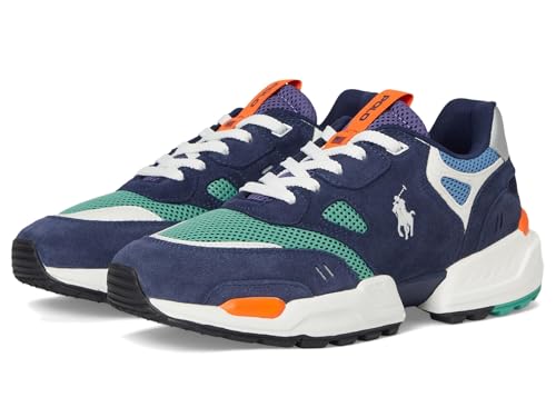 POLO RALPH LAUREN Mens Jogger Suede & Mesh Sneakers Head of Charles Color-Block 10.5 Medium
