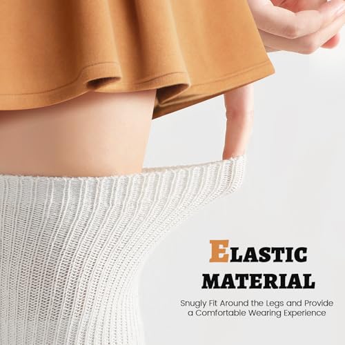 Pleneal Thigh High Socks for Women - Long Over Knee Socks Knee-High Boot Stockings Leg Warmers, White3