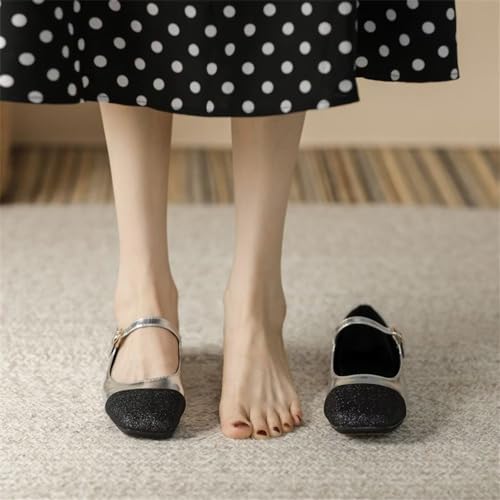 TN TANGNEST Women's Mary Jane Flats Retro Square Toe Slip On Flats Soft Comfortable Versatile Office Flats4