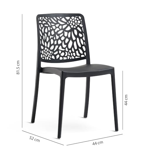 SIEDITI FUORI E DENTRO Chaises de Jardin en polypropylène avec Fibre de Verre, chaises empilables pour extérieur ou intérieur, Design Moderne et Naturel - Sole (6 chaises, Noir Anthracite) – vue 3
