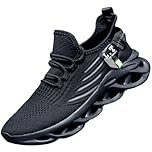 ZDFQLGV Mens Walking Shoes Tennis Slip On Fitness Sneakers Workout Running Anti Slip Fashion Casual Comfortable Breathable Lightweight Jogging Shoes Black UK 7