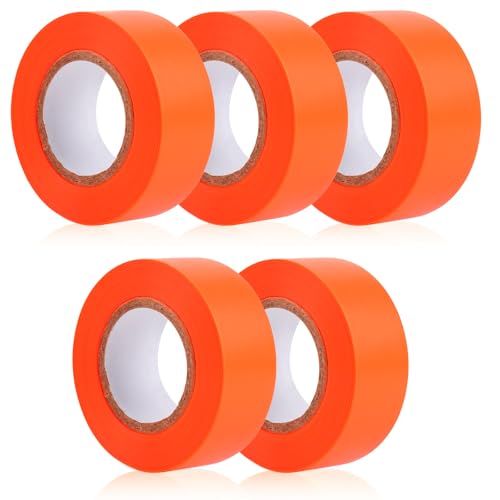 MOWPOG 5 Pack Orange Flagging Marking Tape, 1' x 100&prime; Non-Adhesive Survey Ribbon Rolls...