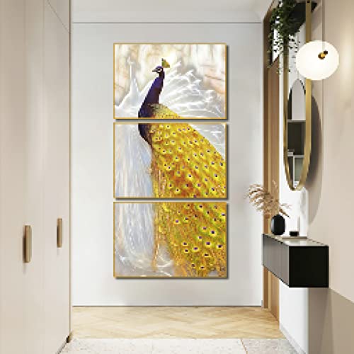 Affiches et Gravures Golden Peacock en Toile Style Nordique 30x45cm Décoration Salon