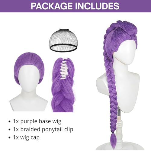 long purple braid costume cosplay wigs anime pop singers costume wigs for women men purplebraid wig halloween cosplay accessories props purple