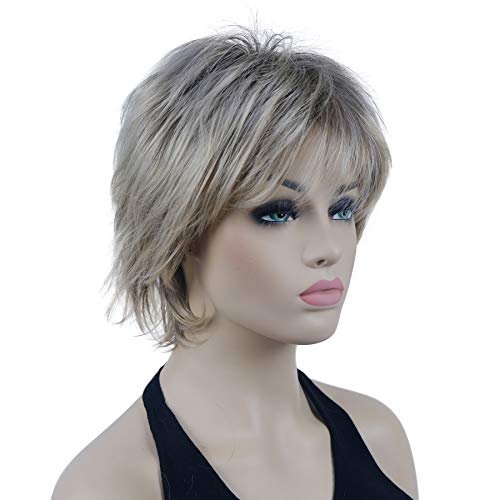 Lydell Short Layered Shaggy Wavy Full Synthetic Wigs (R10-26 Blonde Mixed Dark Root)