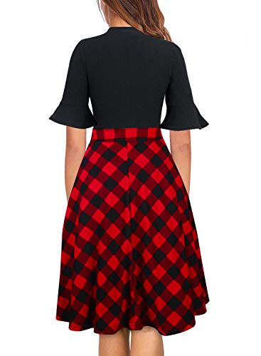 Image of Women Summer Floral Ruffle Sleeve Wear to Work Church Wedding Guest Party Dresses