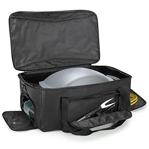 samdew Barbecue Grill Cover Compatible with Weber Q1400 Electric Grill, Outdoor Grill Storage Carry Bag Compatible with Weber Q1000 Q1200 Propane Gas Grill, Bag Only