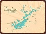 Lake Lanier Georgia Map Rustic Metal Art Print from Illustration by Lakebound 8.5' x 11.5'