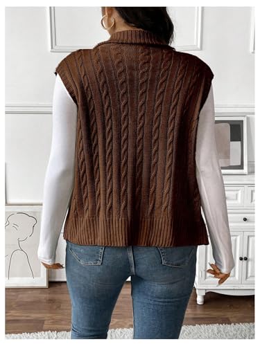Image of Floerns Women's Plus Size Mock Neck Zip Up Sweater Vests Sleeveless Cable Knit Cardigans