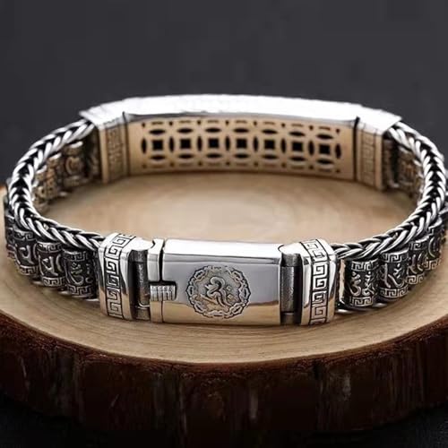Feng Shui Bracelets for Men Women, Retro Six-Character Mantra Bracelet, Tibetan Buddhist Bracelet, 925 Sterling Silver Wealth Meditation Amulet Bring Good Luck, Personalized Jewelry4