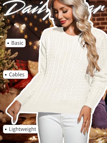 Women's Dressy Fitted Cable Knit Sweater Lightweight Soft Classic Casual Pullover Trendy Fall Outfits2