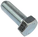 Satz von 10 Bolzen aus verzinktem Stahl mit Sechskantkopf . Klasse : 8.8 . Abmessungen : Bolzendurchmesser : 16mm . Länge der Gewindestange ( unter Kopf ) : 45mm . Kopfbreite : für Schlüssel 24mm . Kopfhöhe : 10mm . Stückgewicht : 95.564 g . Veredelungsmaterial : verzinktem Stahl . Farbe : Silber