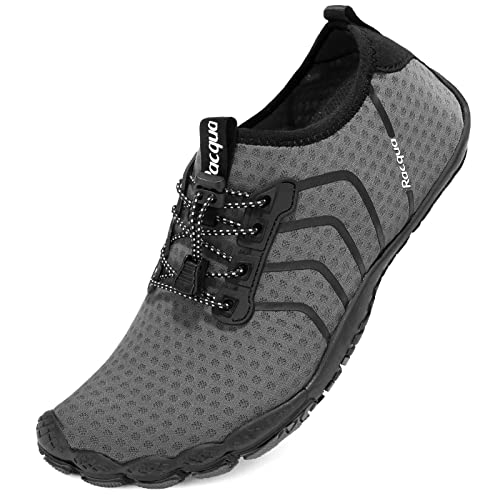 Image of Racqua Water Shoes Quick Dry Barefoot Beach Aqua Sport Swim Surf Pool Hiking Diving Walking for Men Women, Wz111-deep Grey, 8.5 Women /7.5 Men