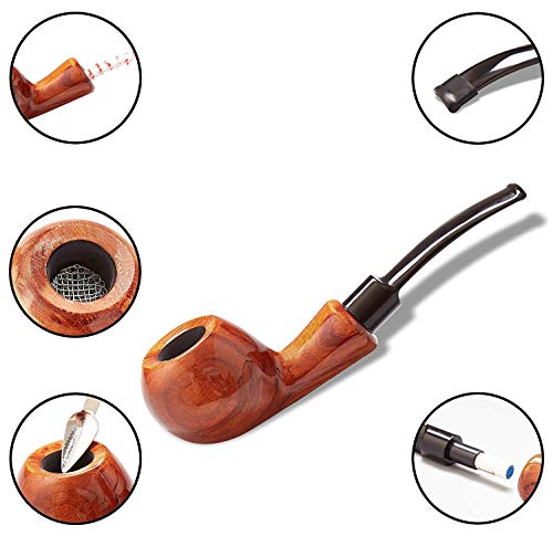 Free Boy Tobacco Smoking Pipe Set, Leather Pipe Pouch Handmade Wood Smoking Pipe Accessorie