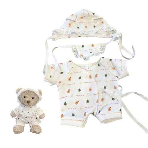LICHADUOLE 12 inch Doll Clothes for Bartholomew Bear,Christmas Style Doll Clothes Gingerbread Man Print, Clothes only Without Doll?3pc Includes 1 Jumpsuit,1 Doll bib, 1doll hat