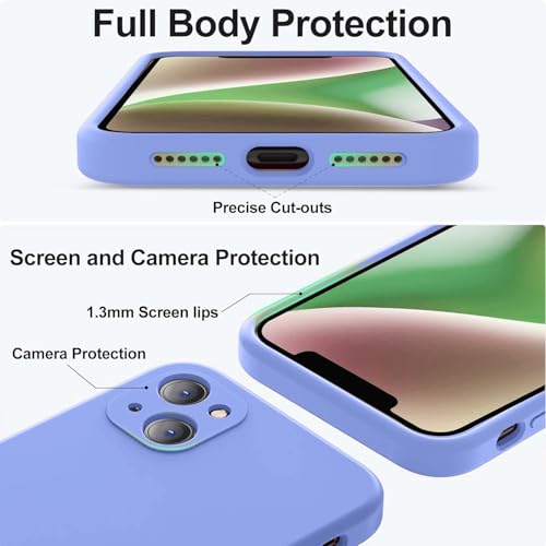 Image of DIZORO Microfiber Square Candy Case Compatible for iPhone 14 Plus, Shockproof Slim Back Cover Liquid Silicone Case (Purple)