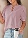 Dokotoo Womens Blouses Dressy Casual Summer Spring Short Sleeve Tops for Women Trendy 2025 V Neck Business Casual Outfits Work Shirts Purple Tops for Women L