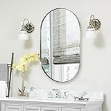 ANDY STAR Chrome Mirror for Bathroom, 20x33 Inch Oval Mirror, Polished Silver Bathroom Mirror, Chrome Wall Mirror Thin Frame Deep 1’’ Ideal for Limited Space